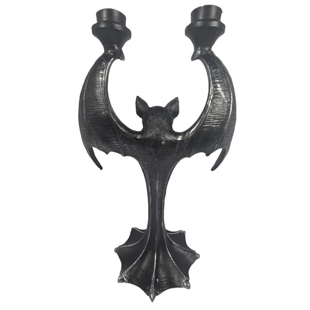 HallowHome Bat Candelabra Home Decor OS Black New Gothic Halloween Candle Holder